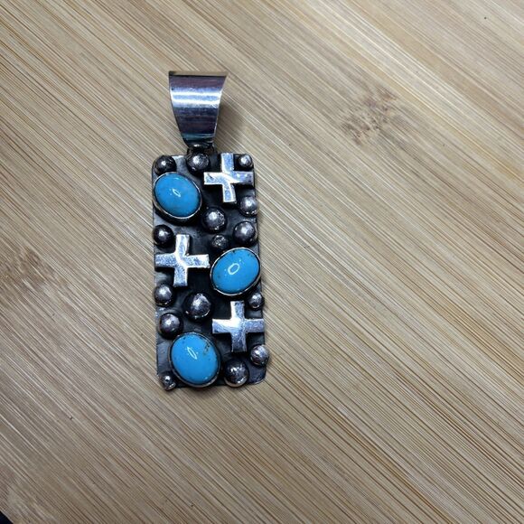 Signed- Chimney Butte Southwestern Large Sterling Silver Cross/dot Pendant - Picture 1 of 8